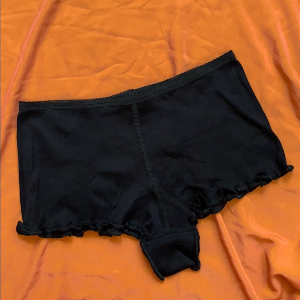 Marc Jacobs Black Cotton Ruffle Boy Short Undies